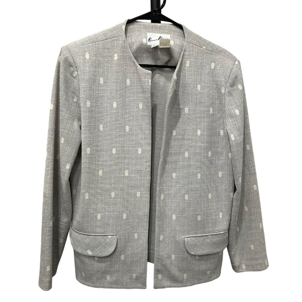 Vintage Herman Marcus Dallas Blazer Jacket Size 12 Gray Polka Dot Pattern